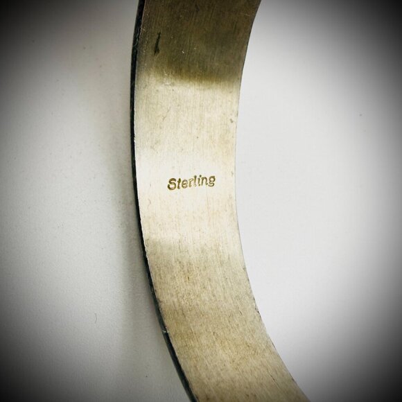 Vintage Hopi Sterling Overlay Cuff Bracelet – Spiderweb Hallmark - Picture 5 of 6